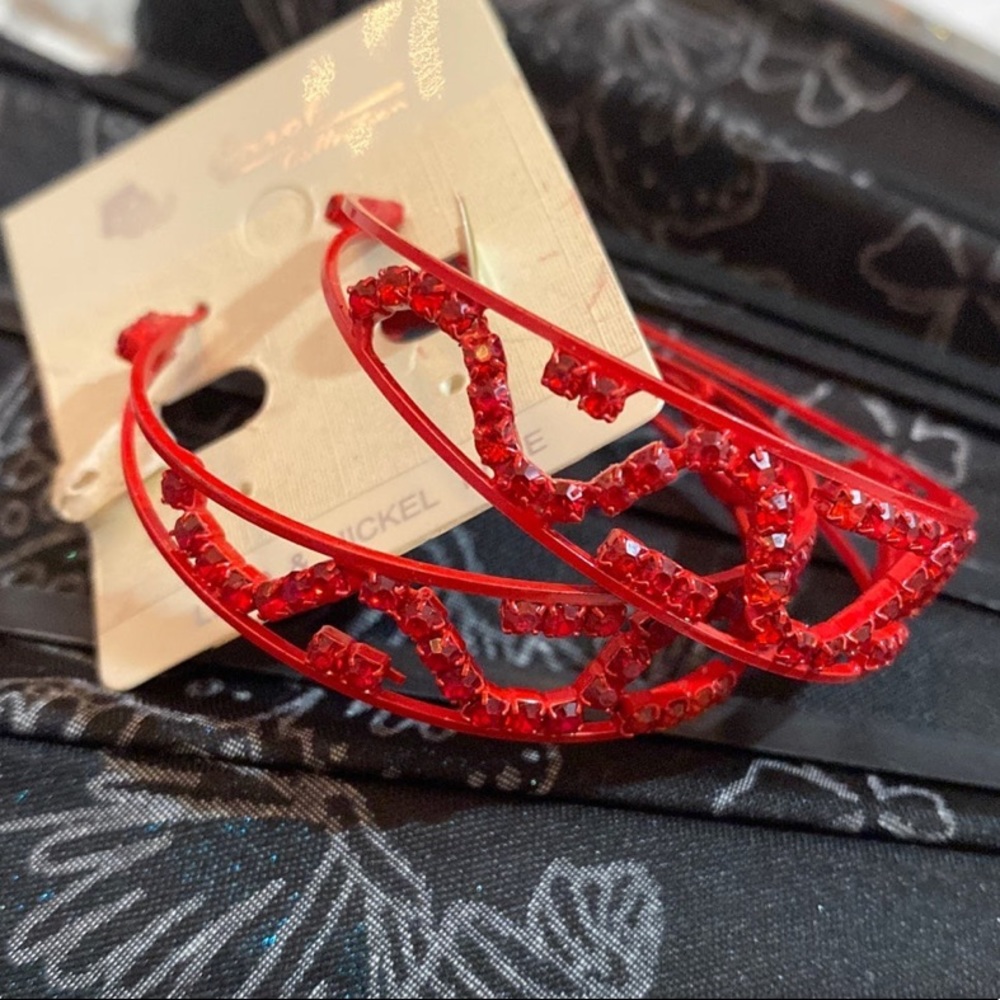 Red hoop earrings